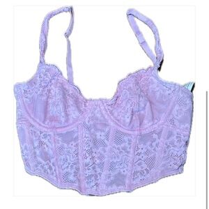 Gilly Hicks Pink Lace Longline Bra with Underwire